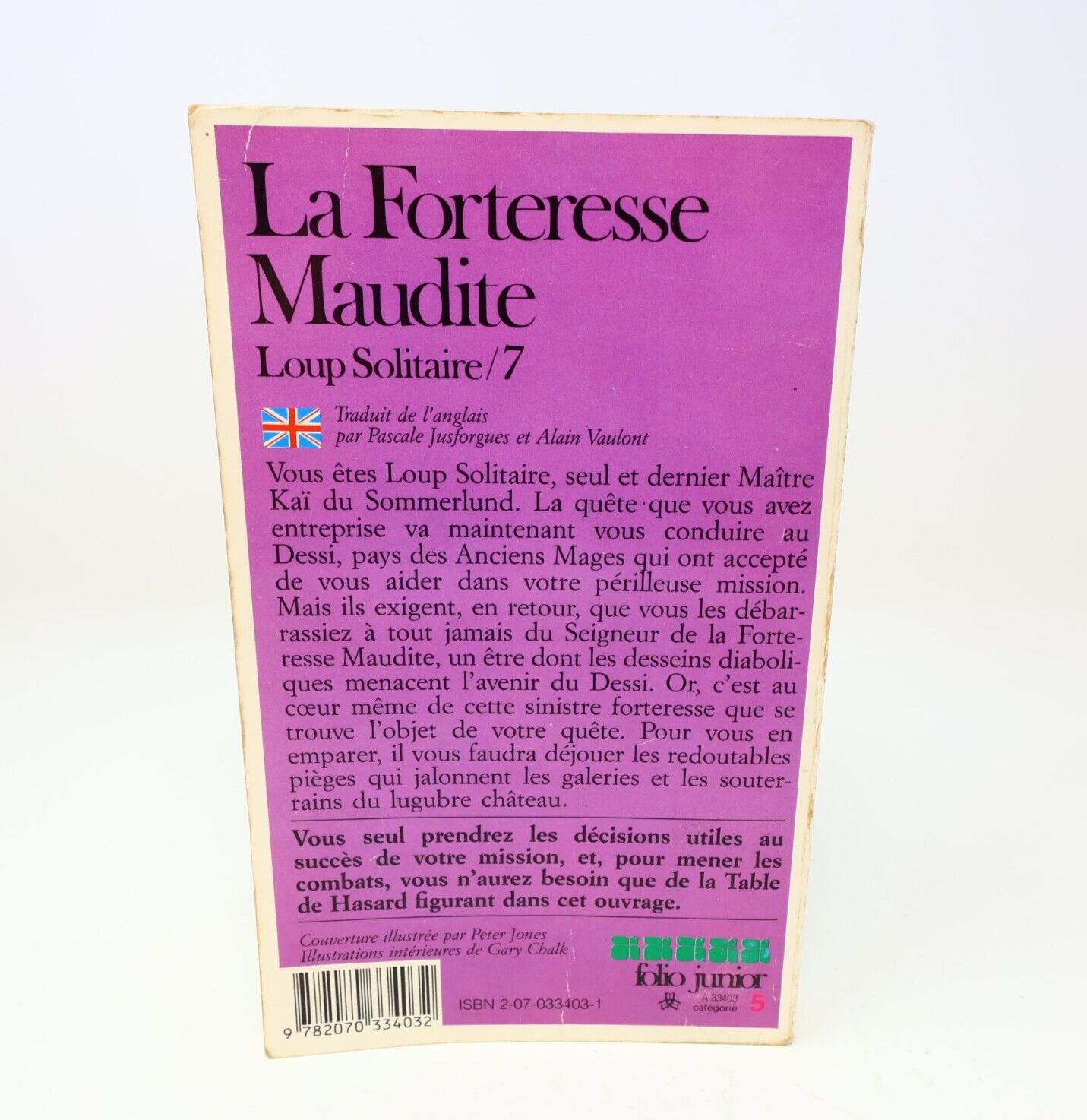 1987 La Forteresse Maudite Loup Solitaire #7 de Joe Dever Gary Chalk LDVELH PB