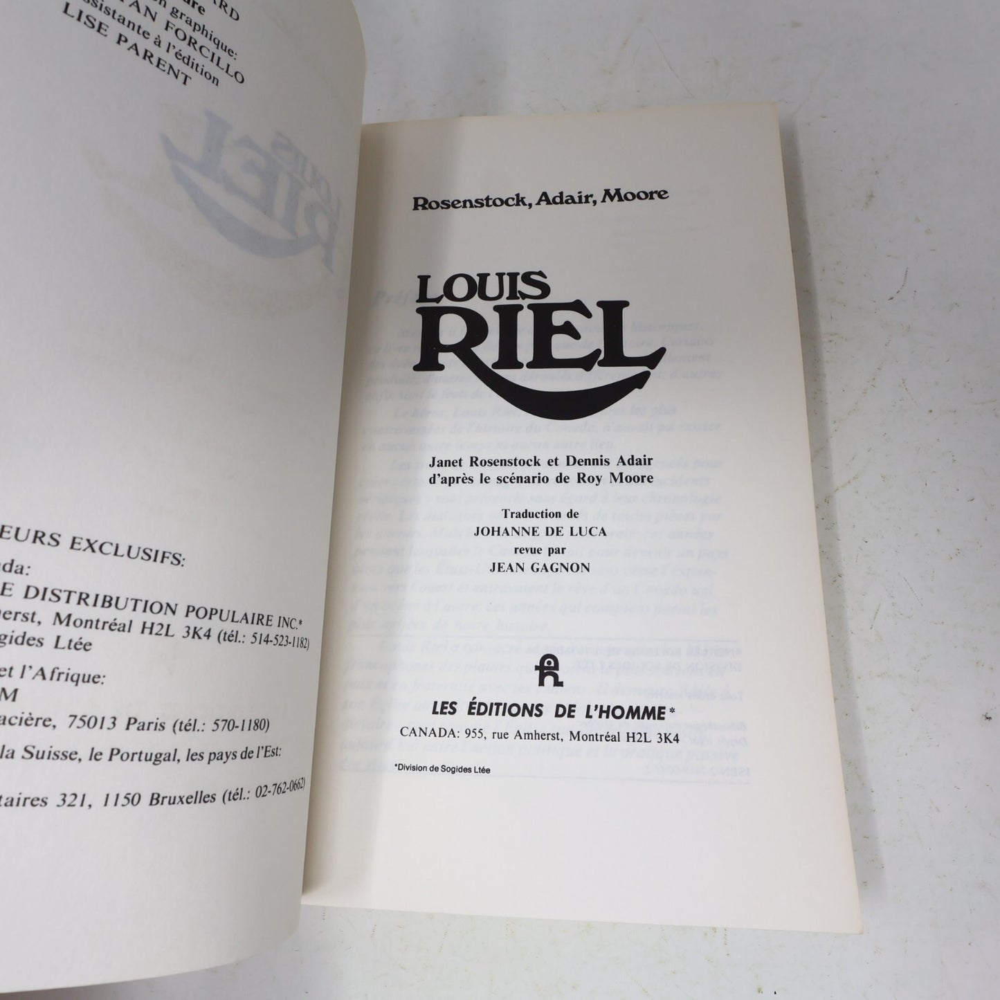 1979 Louis Riel Janet Rosenstock Dennis Adair De L'homme Fiction Historique 70s