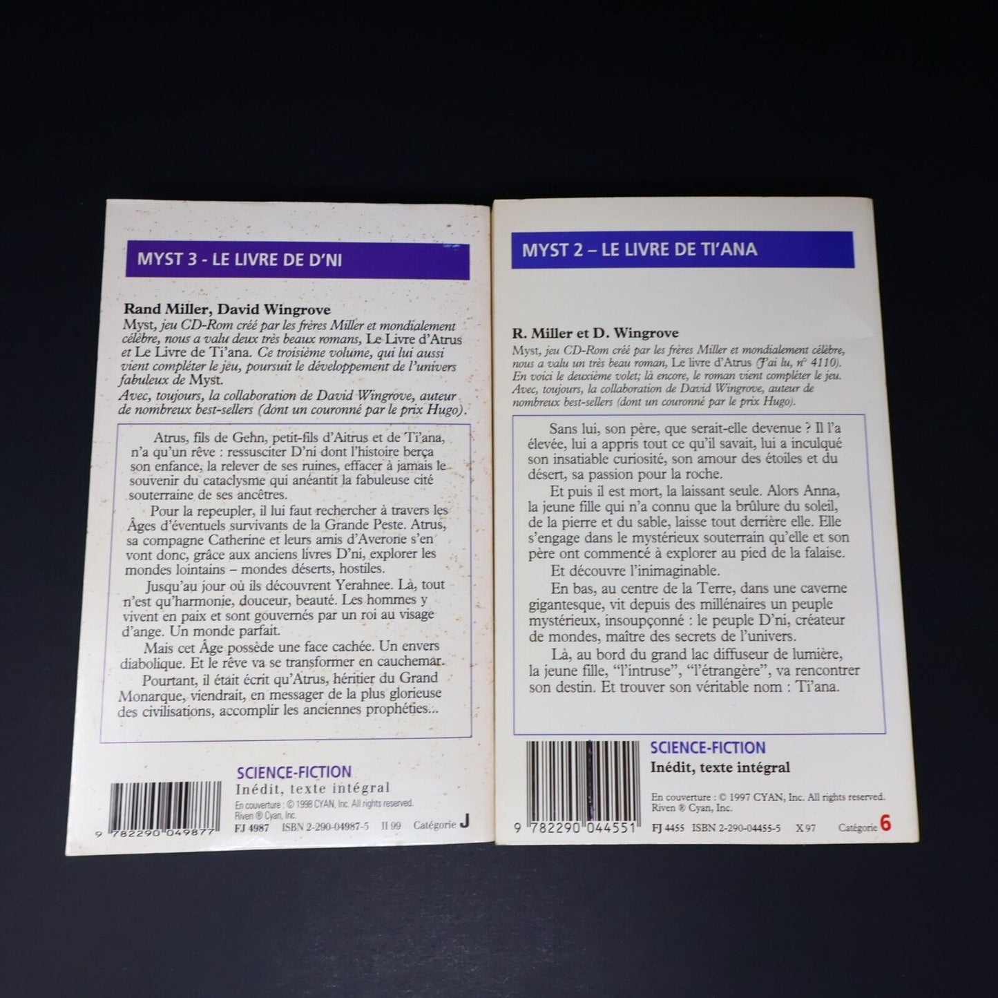 Lot 2 Livres Myst #2-3 Rand Miller J'ai Lu Livre de Ti'Ana Français French PB