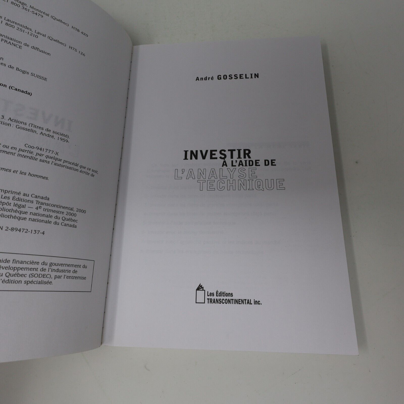 2000 Investir à l'Aide de l'Analyse Technique L'Amérique Boursière #5 Français