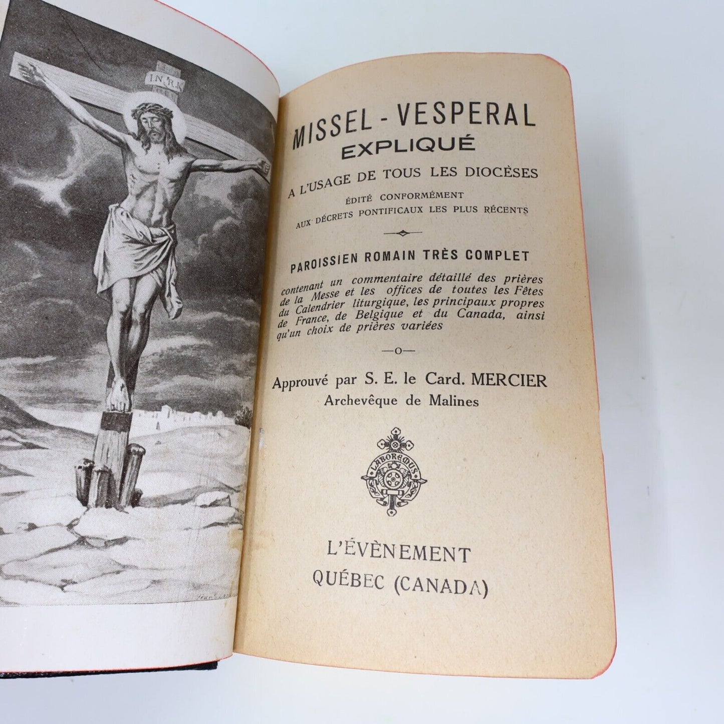 1922 Paroissien Romain Missel Vespéral Expliqué Proost Religion Français Latin