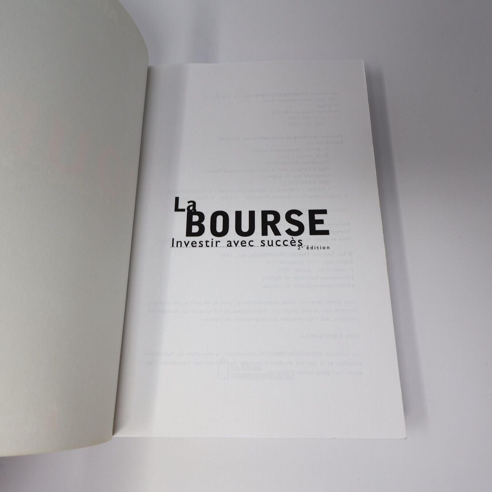 1997 La Bourse Investir avec Succès Affaires Plus de Gérard Bérubé Paperback PB
