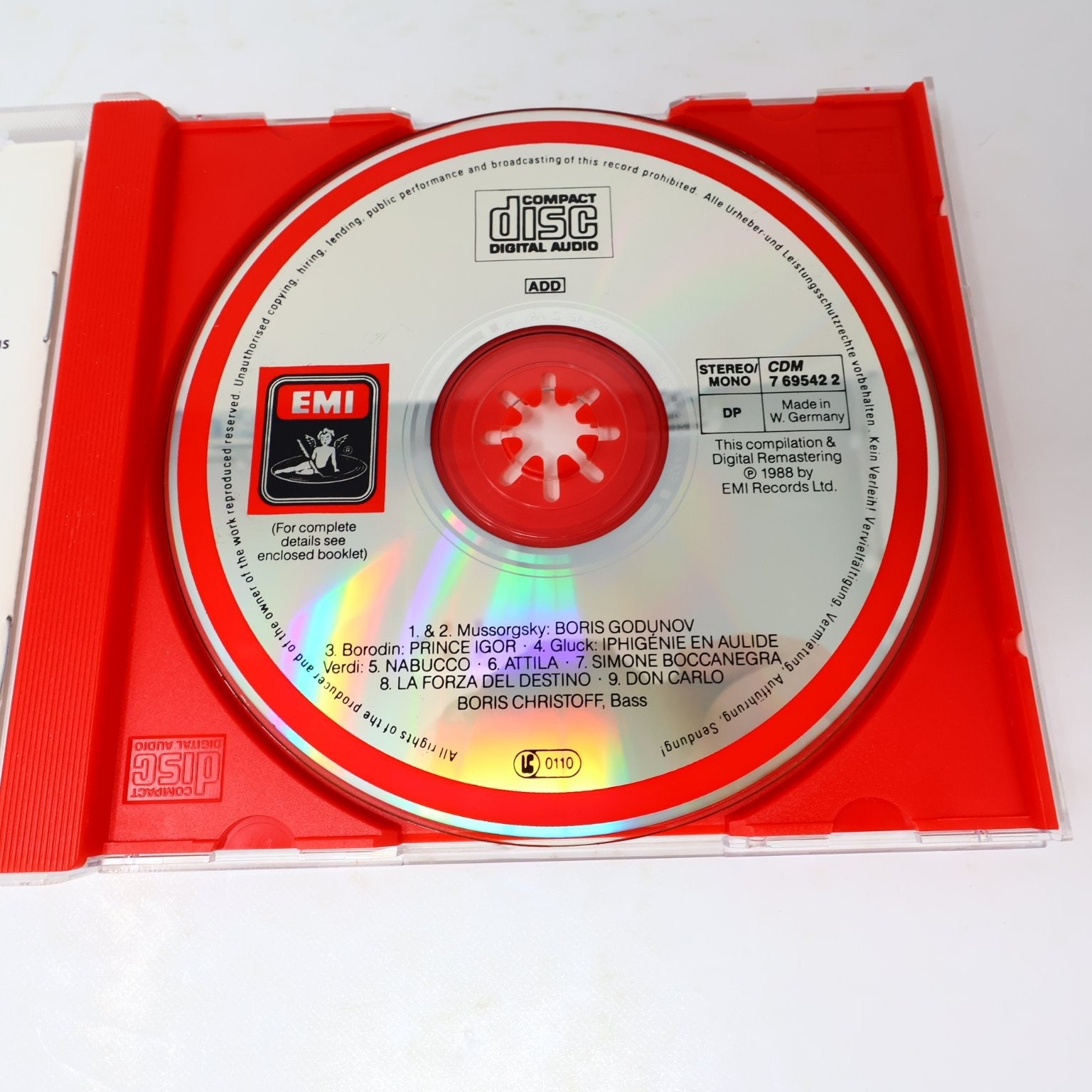 Boris Christoff Opera Arias/Airs d'Opéra CD 1988 Digital Remastered Classical