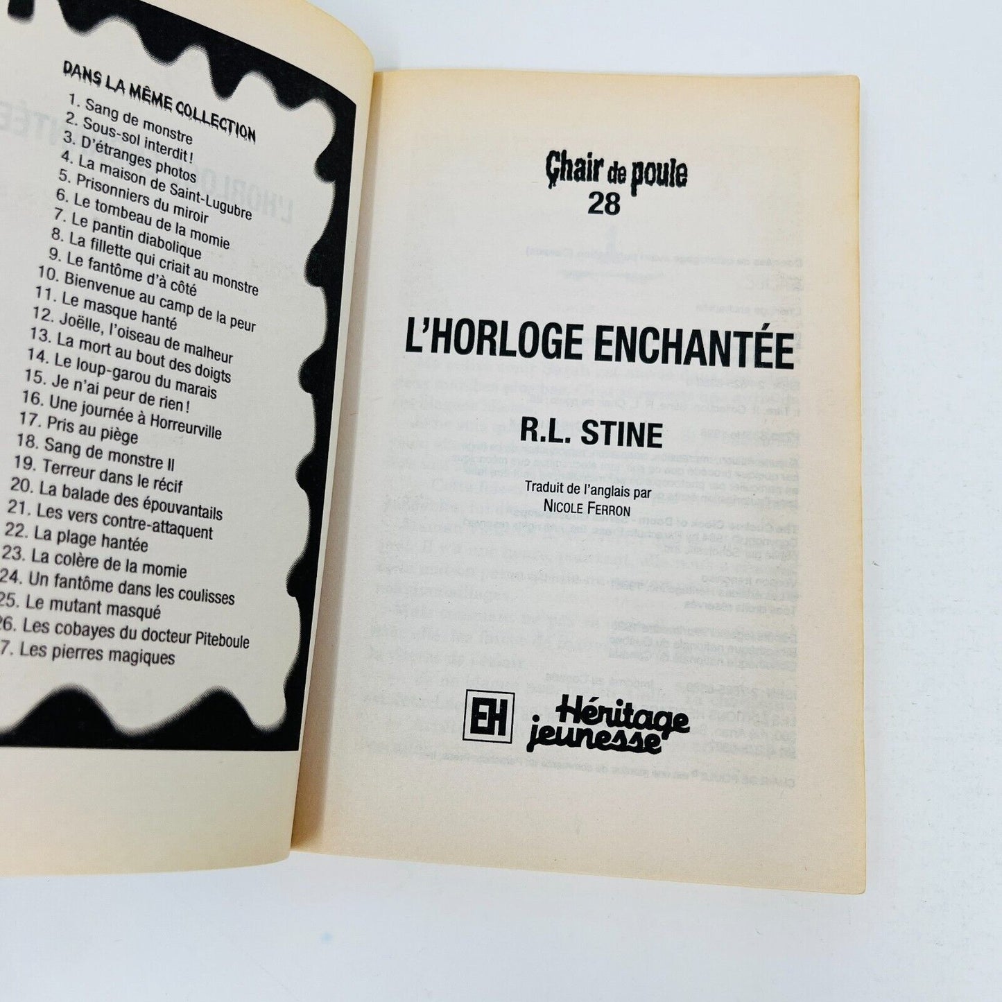 8x Chair de Poule EH Lot French Goosebumps Français R.L. Stine 90s Plage Hantée