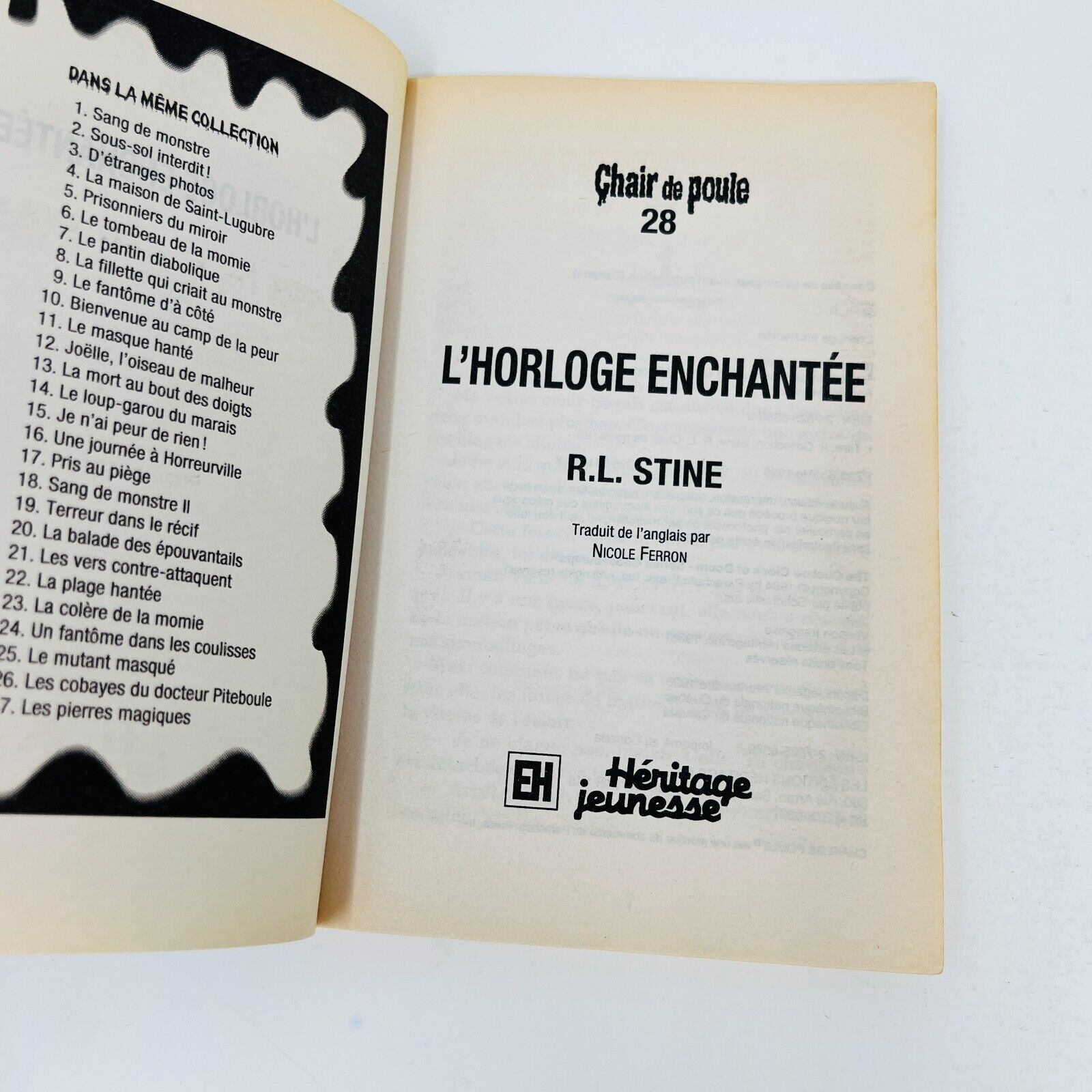 8x Chair de Poule EH Lot French Goosebumps Français R.L. Stine 90s Plage Hantée