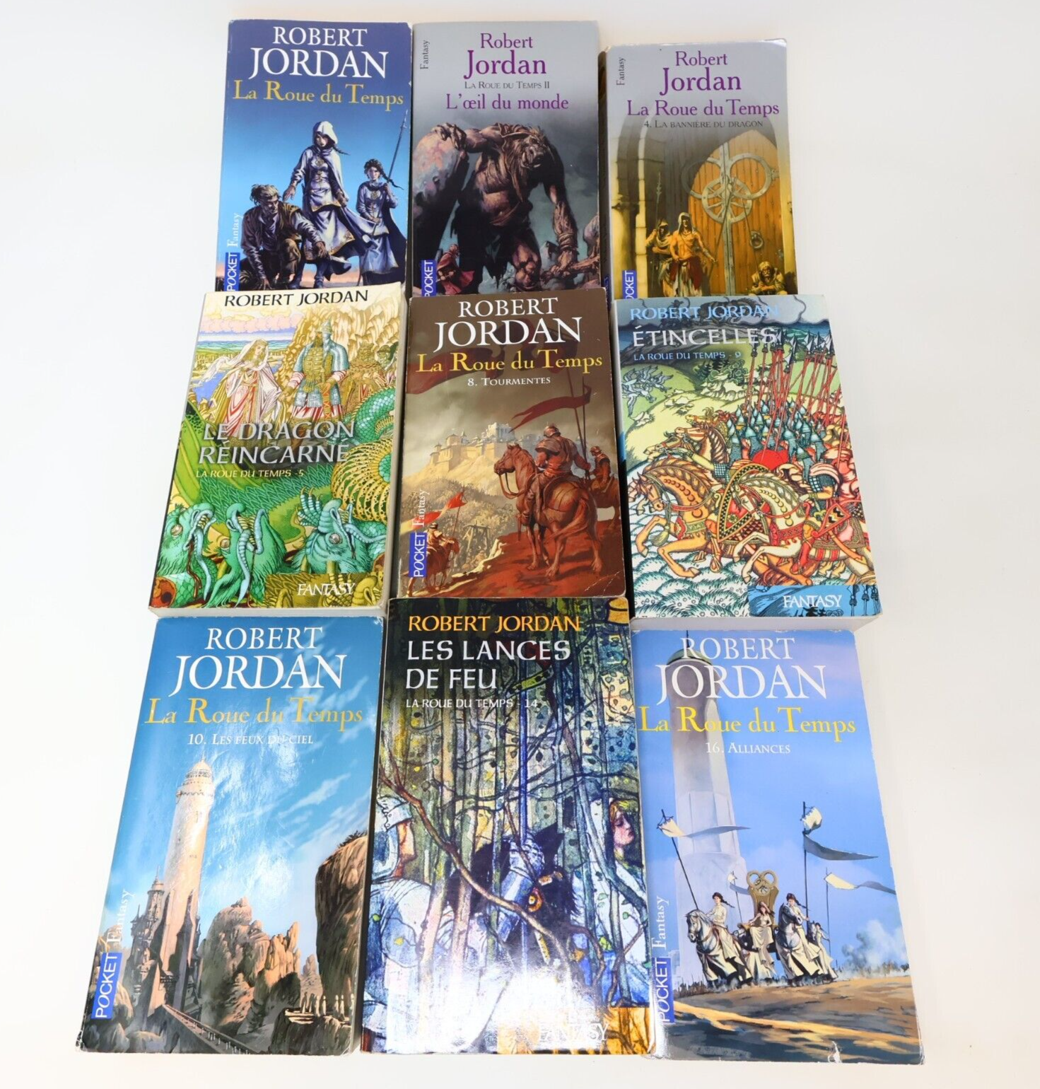 Lot 9 Livres La Roue du Temps Robert Jordan Pocket/France Loisirs Book Français