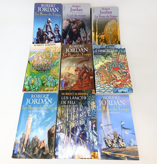 Lot 9 Livres La Roue du Temps Robert Jordan Pocket/France Loisirs Book Français