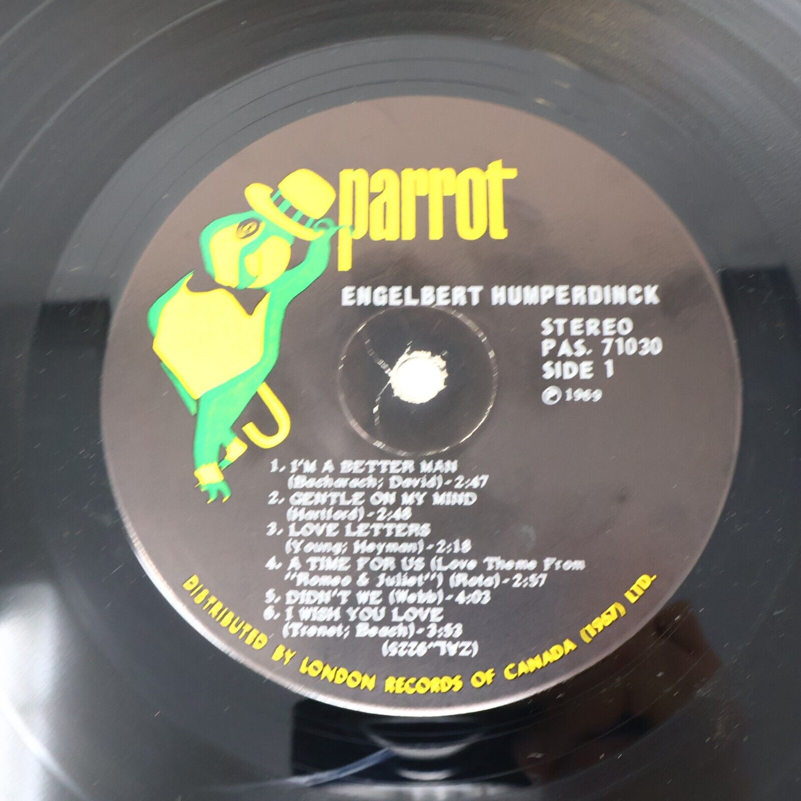 Engelbert Humperdinck Self Titled LP Record Vinyl Parrot PAS 71030 Canada 1969