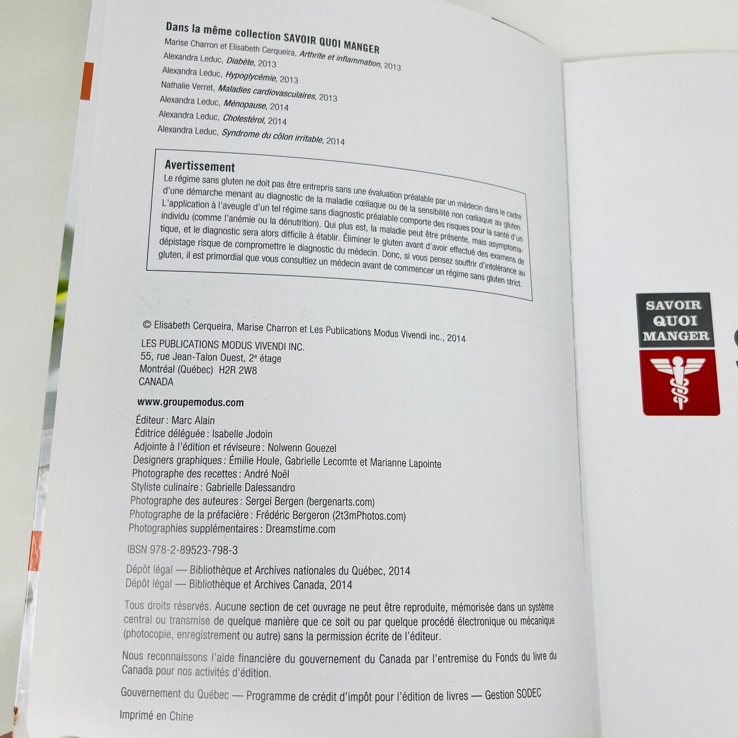 Lot de 2 Livres de Recettes Sans Gluten 21 Jours de Menus/Grand Livre Français