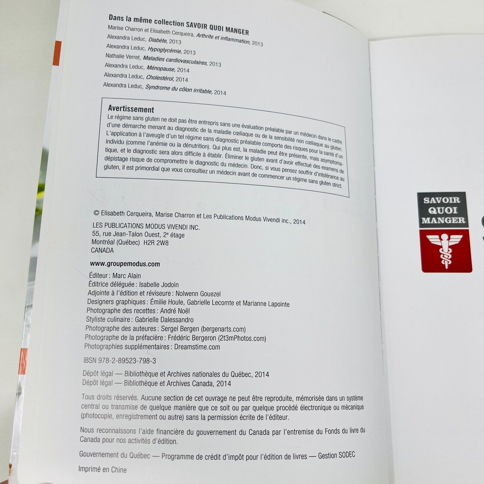 Lot de 2 Livres de Recettes Sans Gluten 21 Jours de Menus/Grand Livre Français