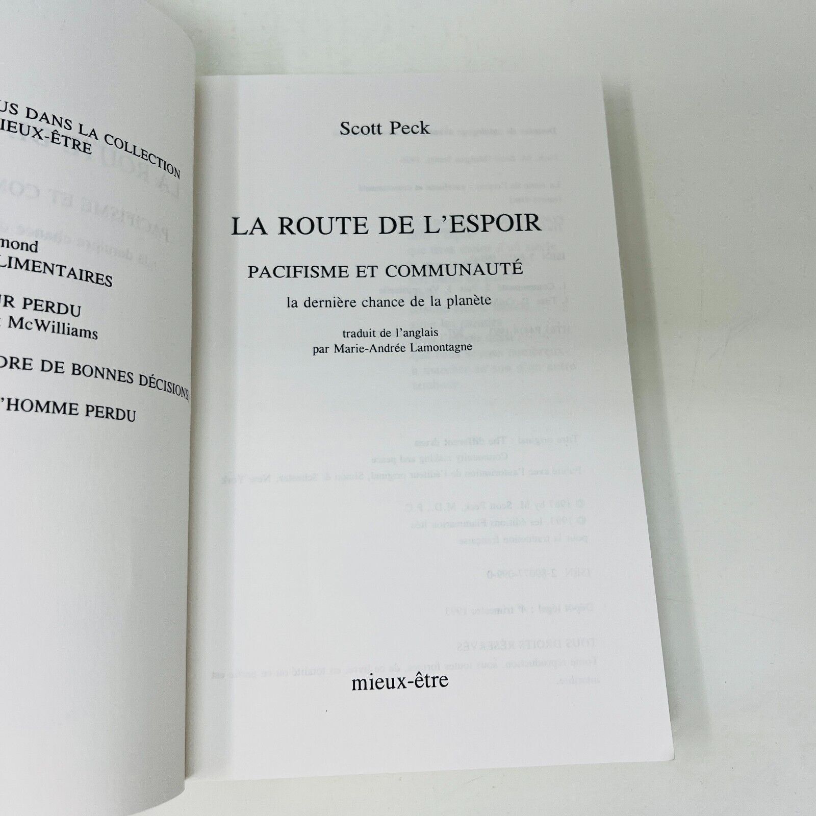 1993 La Route de l'Espoir de Scott Peck Dernière Chance de la Planète Français