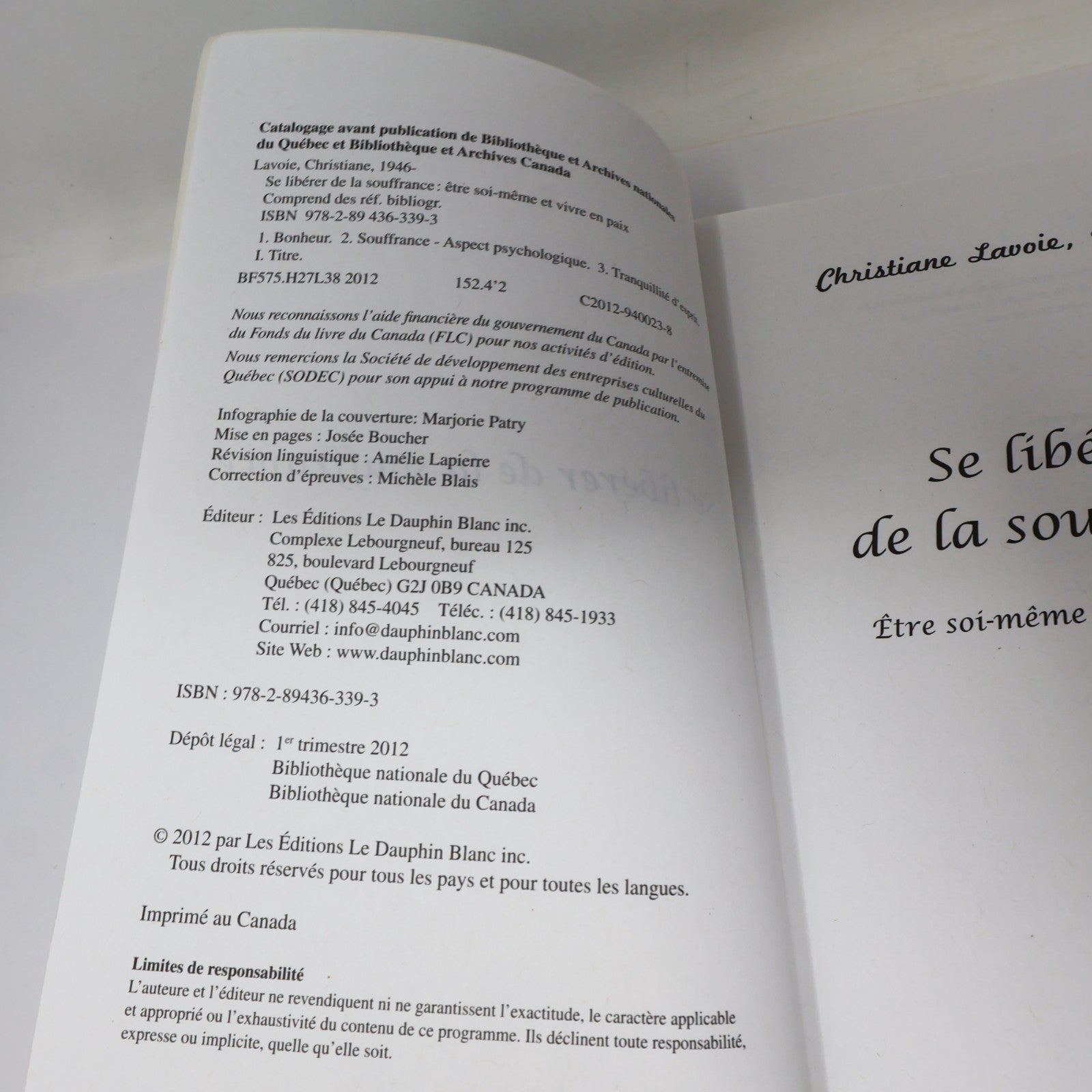 Se Libérer de la Souffrance Être Soi-Même et Vivre en Paix Christiane Lavoie PB