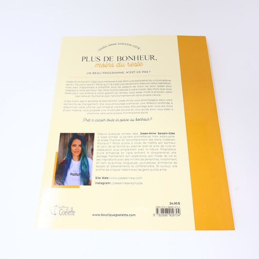 2019 Plus de Bonheur Moins du Reste Josée-Anne Sarazin-Côté Minimalisme Goélette