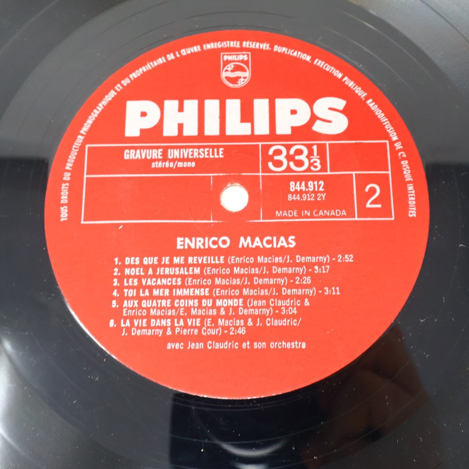 Enrico Macias - Un Rayon De Soleil 12" Record 1968 Philips French Pop 844.912