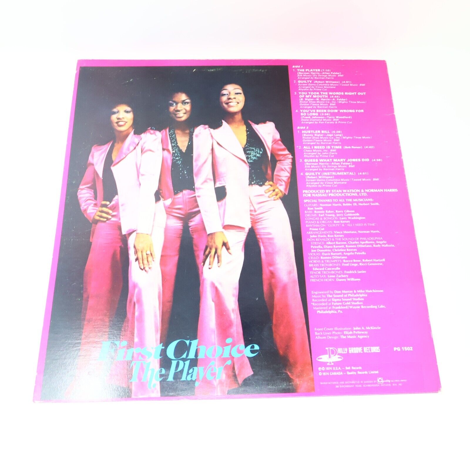 First Choice The Player LP Record Vinyl 1974 PG 1502 Philly Groove Canada Disco