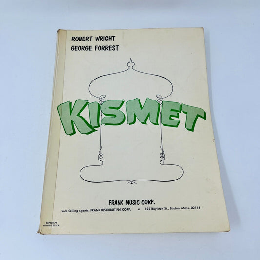 1954 Kismet Vocal Score Robert Wright/George Forrest Frank Music Paperback