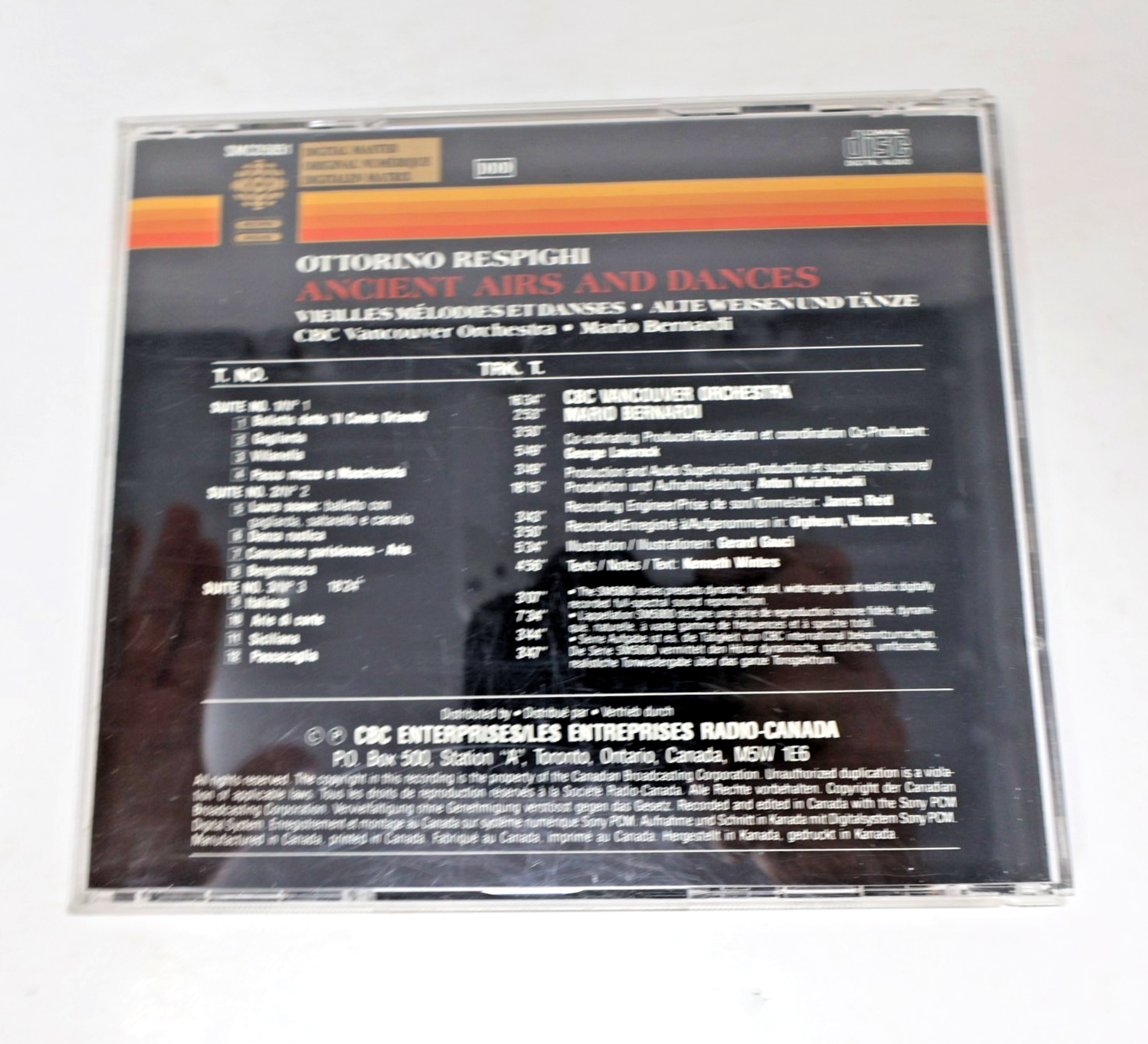 Ottorino Respighi Vieilles Mélodies et Danses Mario Bernardi/CBC Vancouver CD