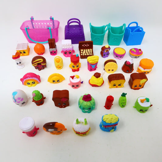 Lot of 33 Shopkins Figures Toys Mixed Food Bread Chocolate Cake Cookies Moose