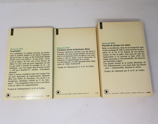 Heinrich Böll Lot 3 Livres Points Grimace/L'Honneur Perdu de Katharina Blum PB