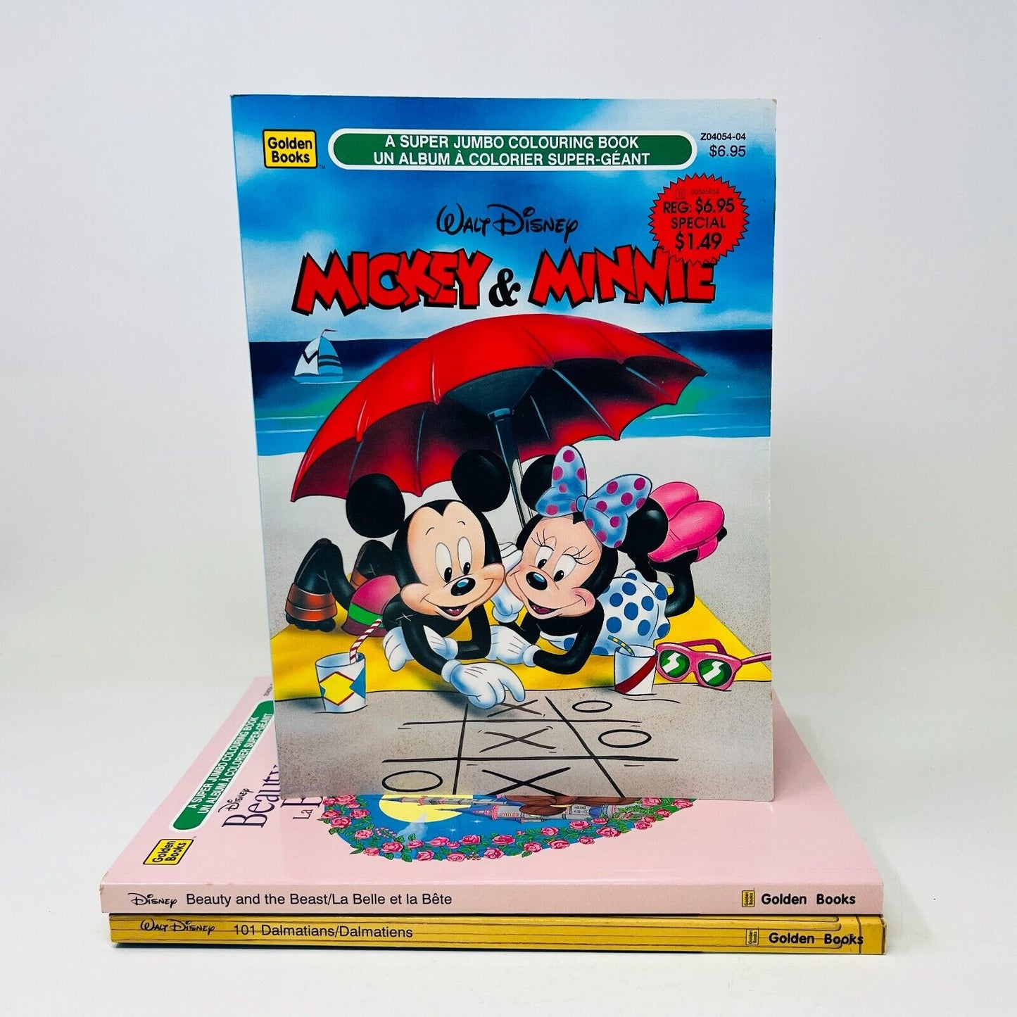 3x Disney Super Jumbo Coloring Golden Books Mickey/101 Dalmatians/Beauty 90s