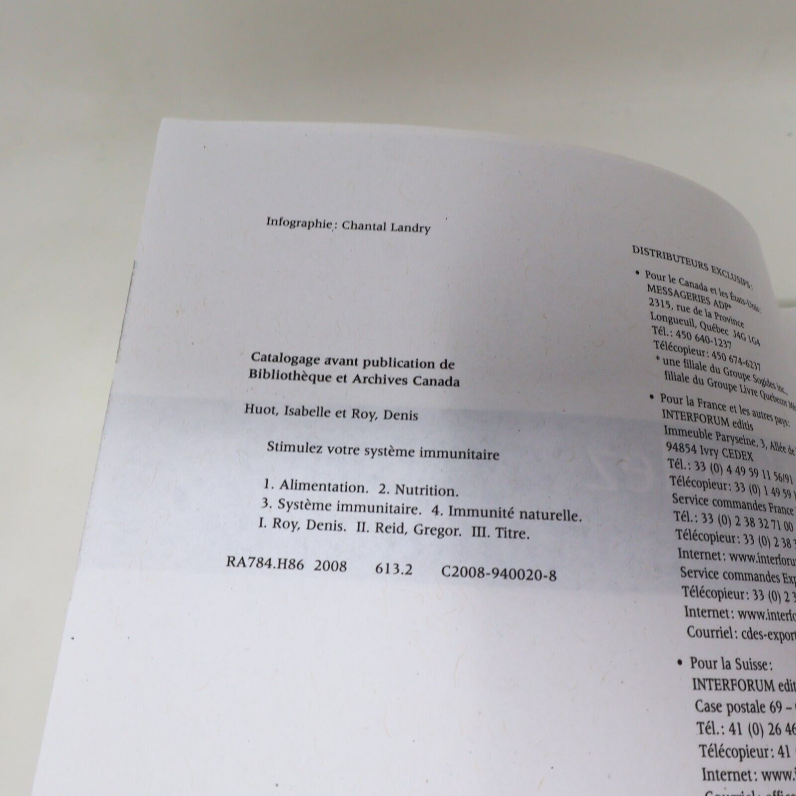 2008 Stimulez Votre Système Immunitaire Isabelle Huot Denis Roy Santé Nutrition
