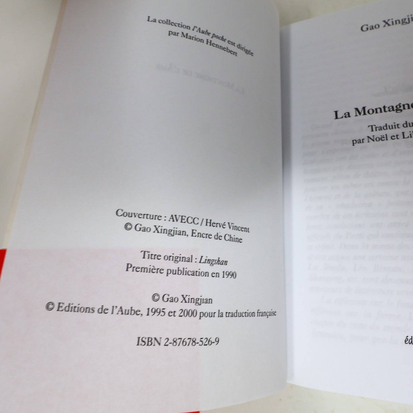 2000 La Montagne de l'Âme Gao Xingjian Editions de l'Aube Littérature Français
