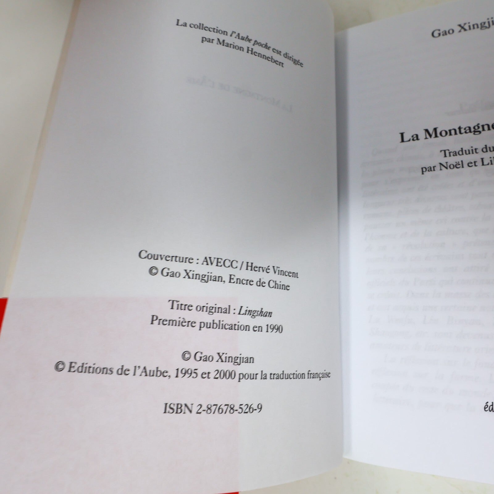 2000 La Montagne de l'Âme Gao Xingjian Editions de l'Aube Littérature Français