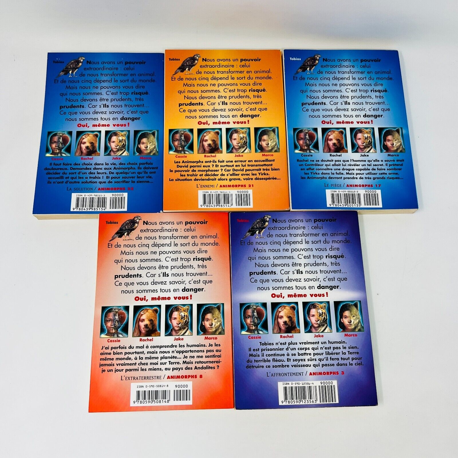 5x Animorphs en Français/French de K. A. Applegate Lot Ennemi/Piège/Solution 90s
