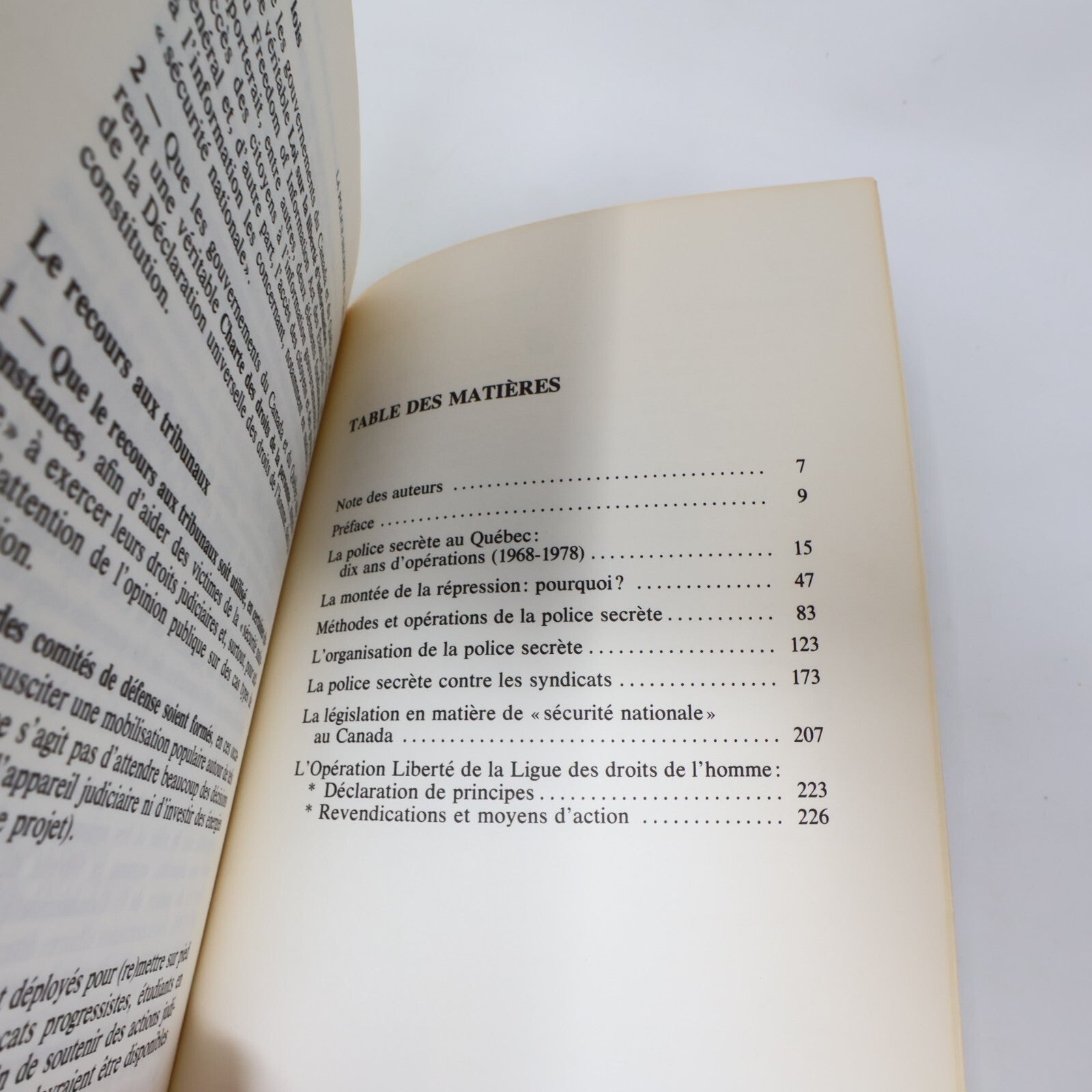 1978 La Police Secrète au Québec Normand Caron Québec Amérique Histoire Crime PB