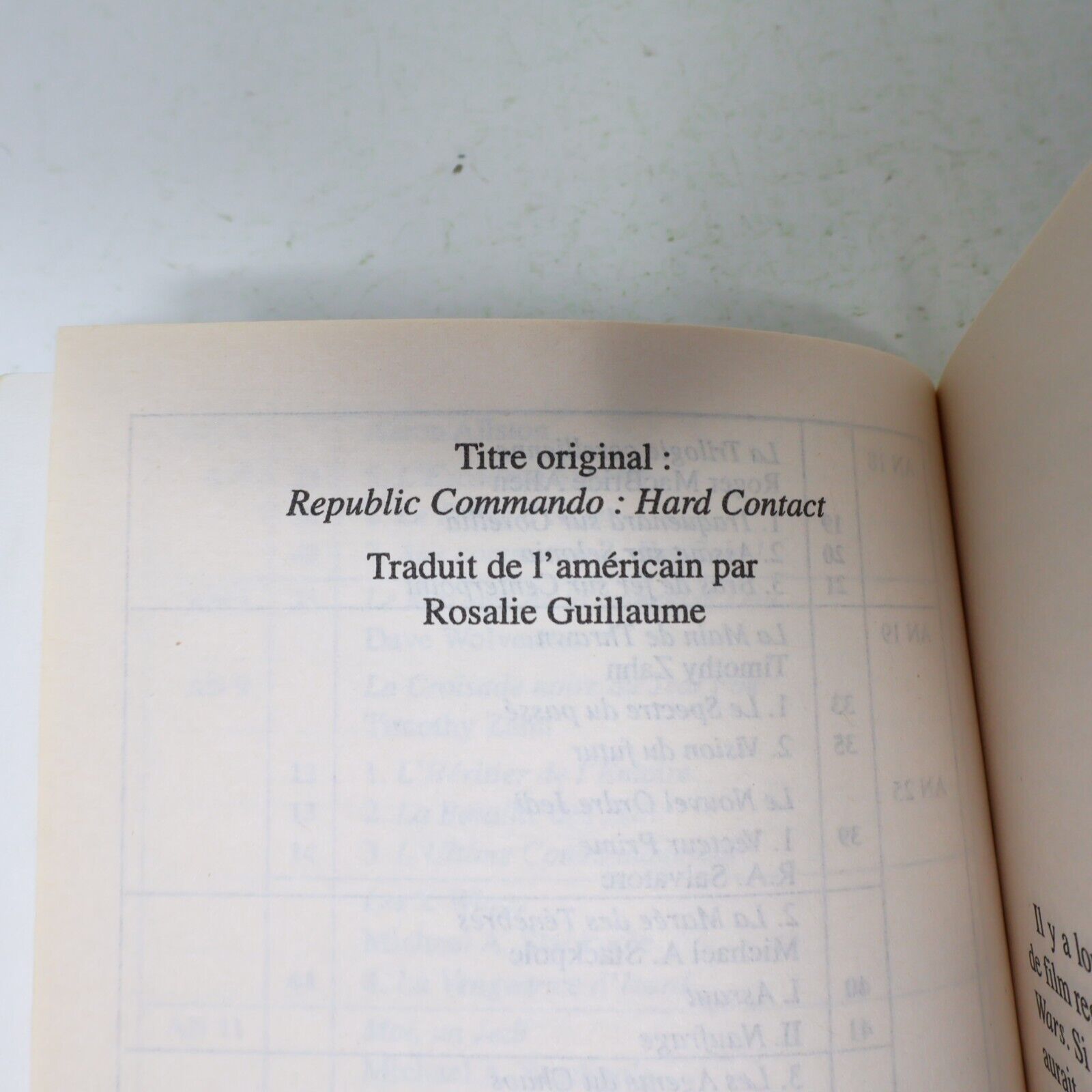 2006 Contact Zéro Republic Commando de Karen Traviss Guerre des Étoiles PB Book