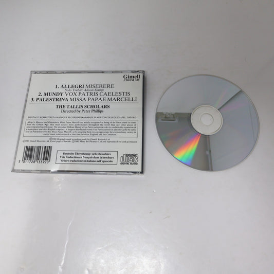 Allegri Miserere CD William Mundy/Palestrina/The Tallis Scholars/Peter Phillips