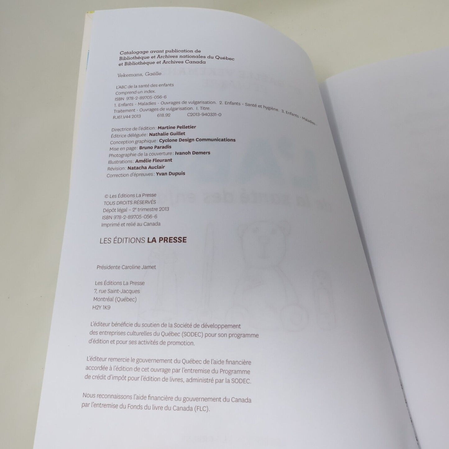 2013 L'Abc de la Santé des Enfants de Gaëlle Vekemans Parentalité Français Livre