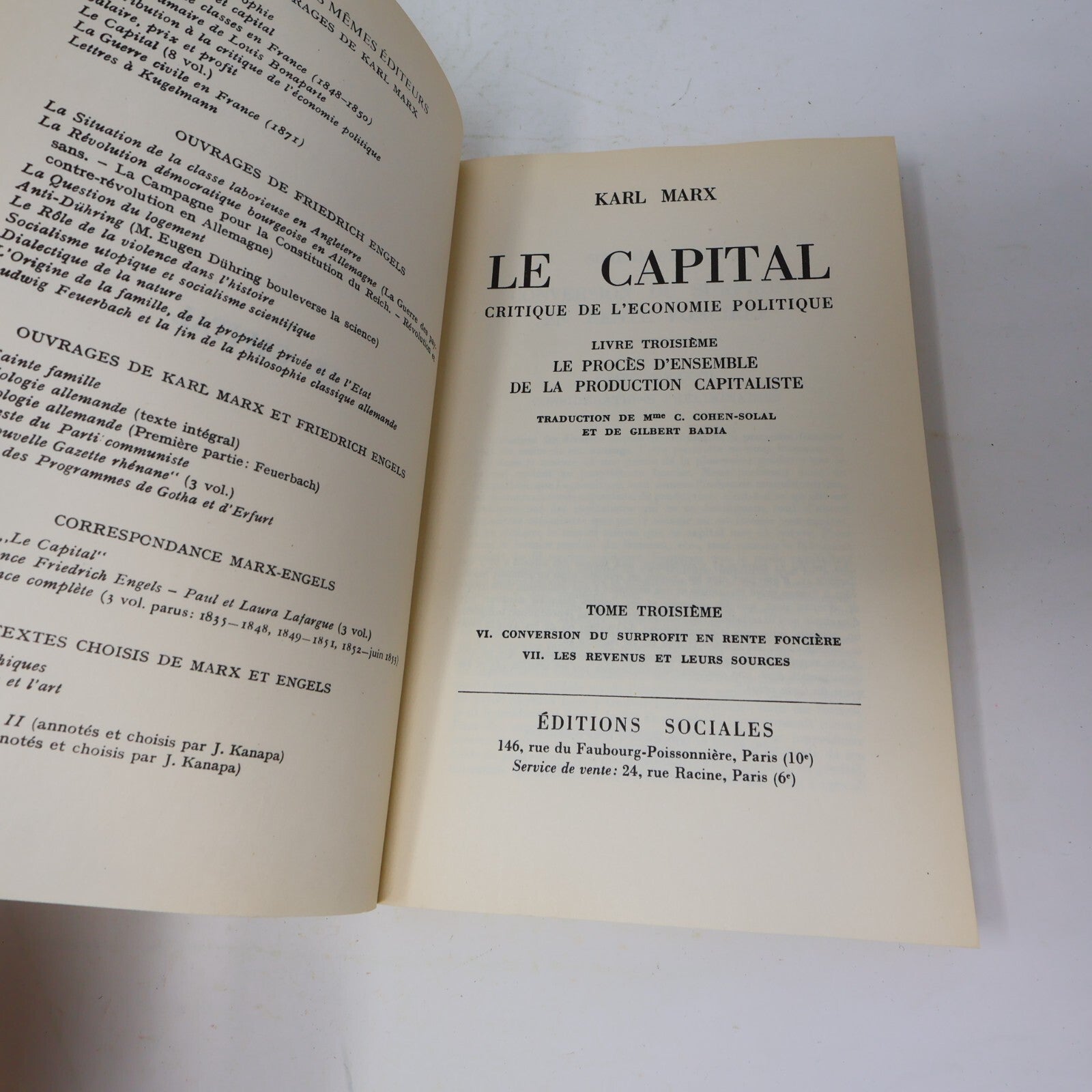 Le Capital #1-8 Lot 9 Livres Karl Marx Éditions Sociales Série Complète Français