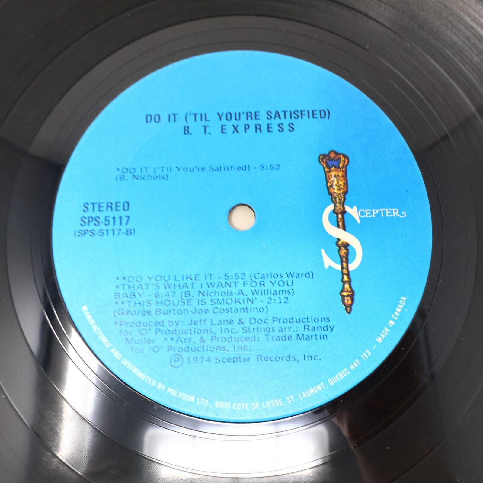B.T. Express Do It 'Til You're Satisfied LP Vinyl Record SPS 5117 Canada Scepter