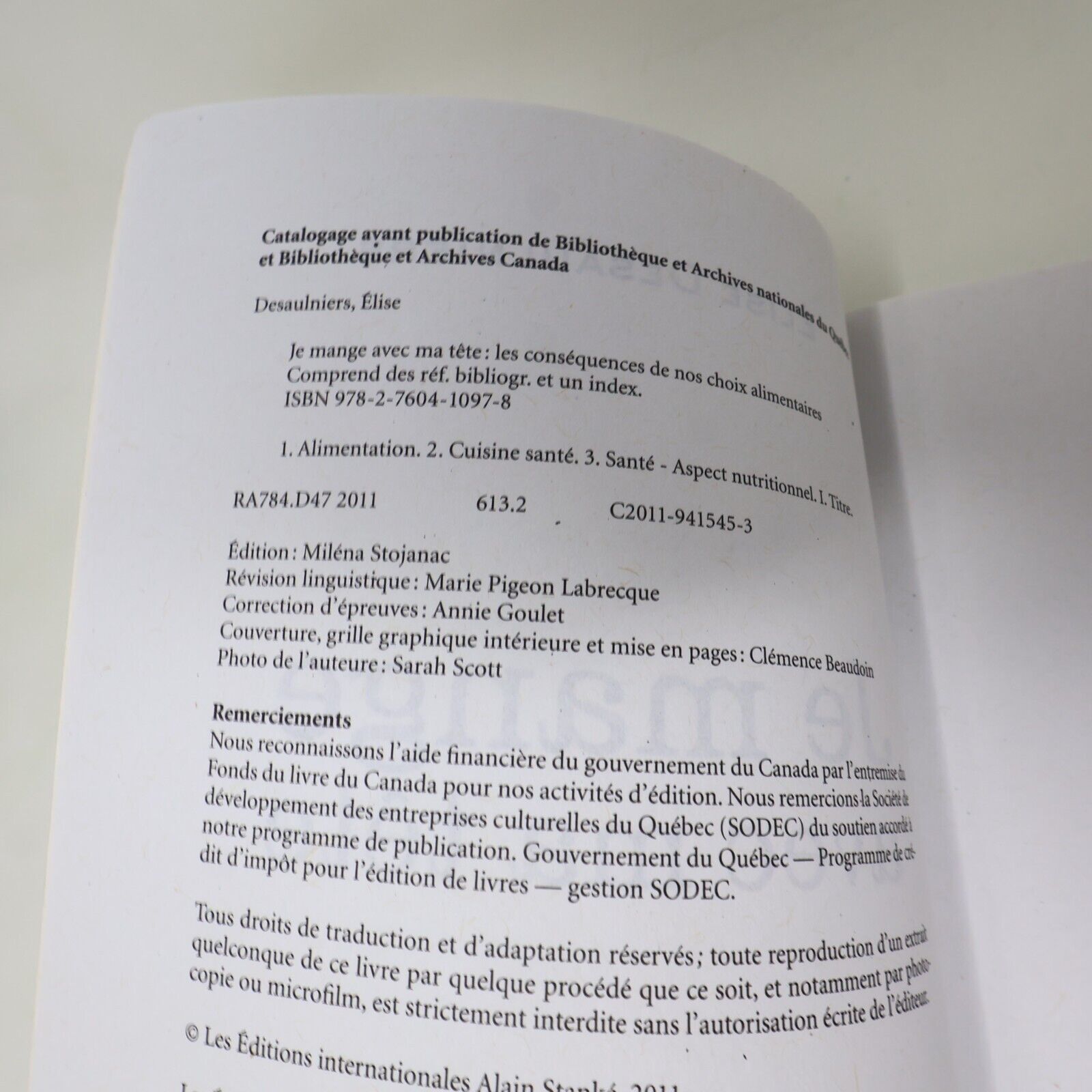 2011 Je Mange avec ma Tête Signé Élise Desaulniers Choix Alimentaires Nutrition
