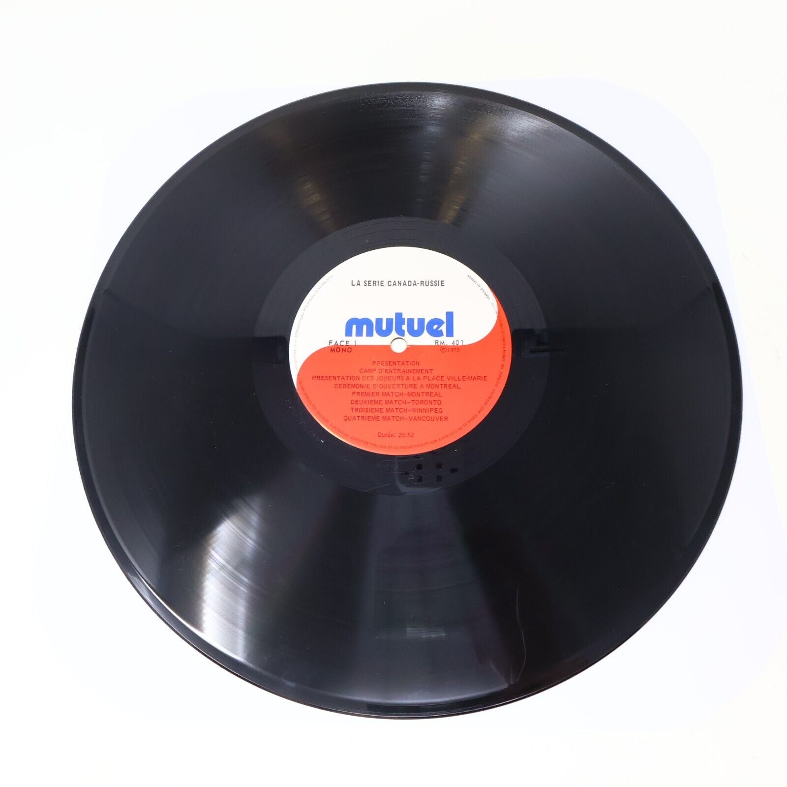 La Série Canada Russie Disque LP Hockey Série du Siècle Français 1973 RM 401
