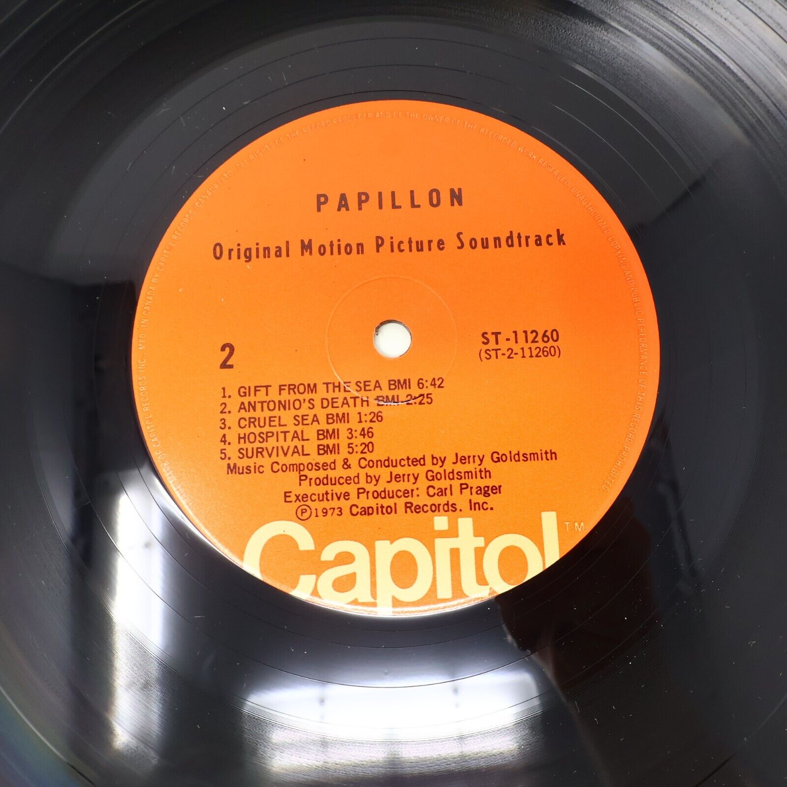 Jerry Goldsmith Papillon Movie Soundtrack LP Record 1973 ST-11260 Steve McQueen