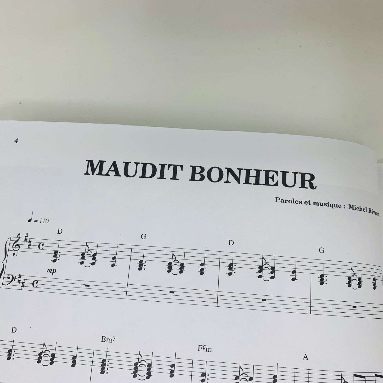 1999 Michel Rivard Maudit Bonheur Extraits Partitions Songbook Québec Français