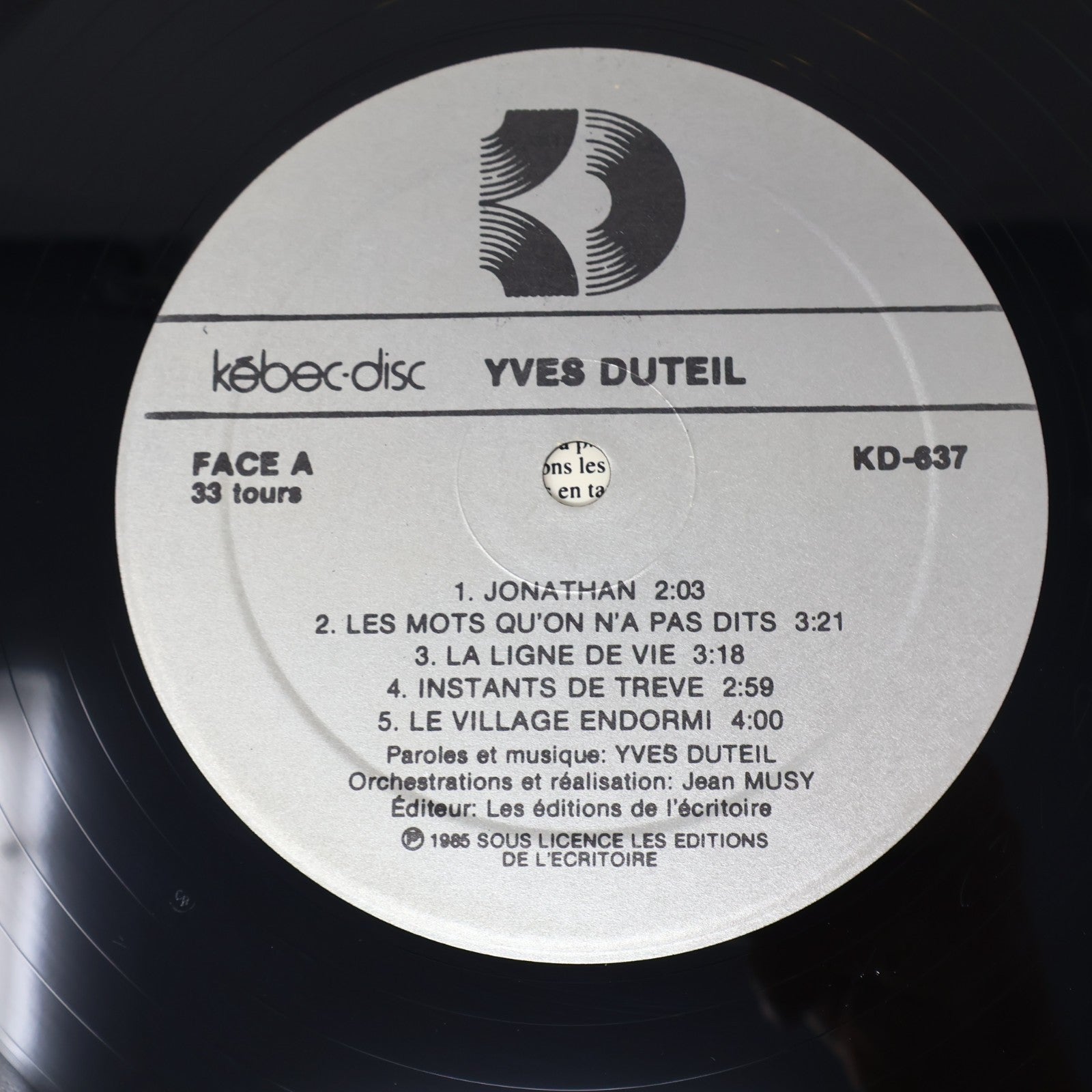 Yves Duteil Lot 2 Disques La Langue De Chez Nous/Prendre un Enfant par la Main