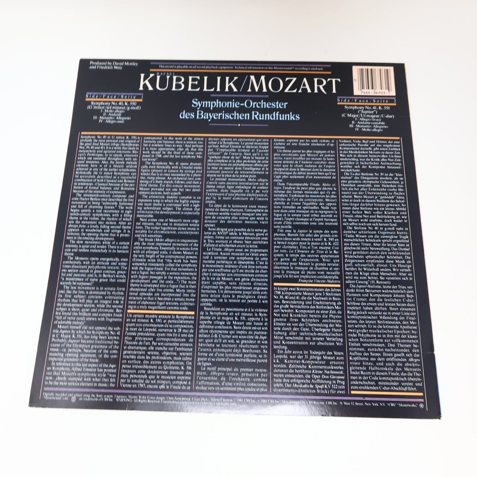 Kubelik/Mozart Symphony #40 K 550 #41 K 551 Bayerischen LP Record Vinyl IM 36703
