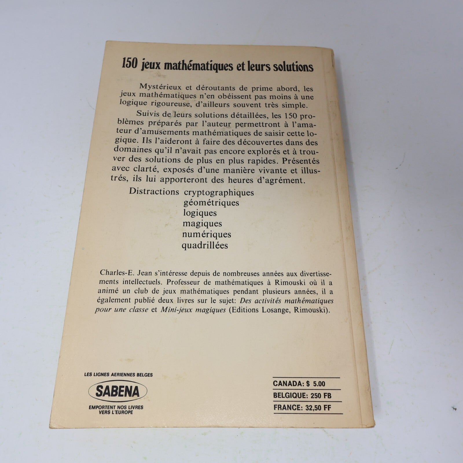 1977 Distractions Mathématiques Charles-E. Jean De L'homme Jeux Loisirs Français