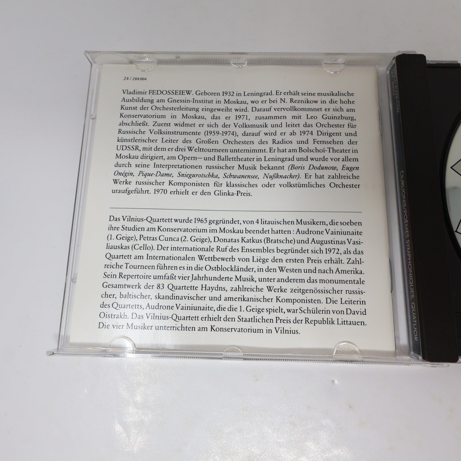 Ciurlionis Symphonic Poems "In the Forest"/"The Sea" String Quartet CD 1991 90s