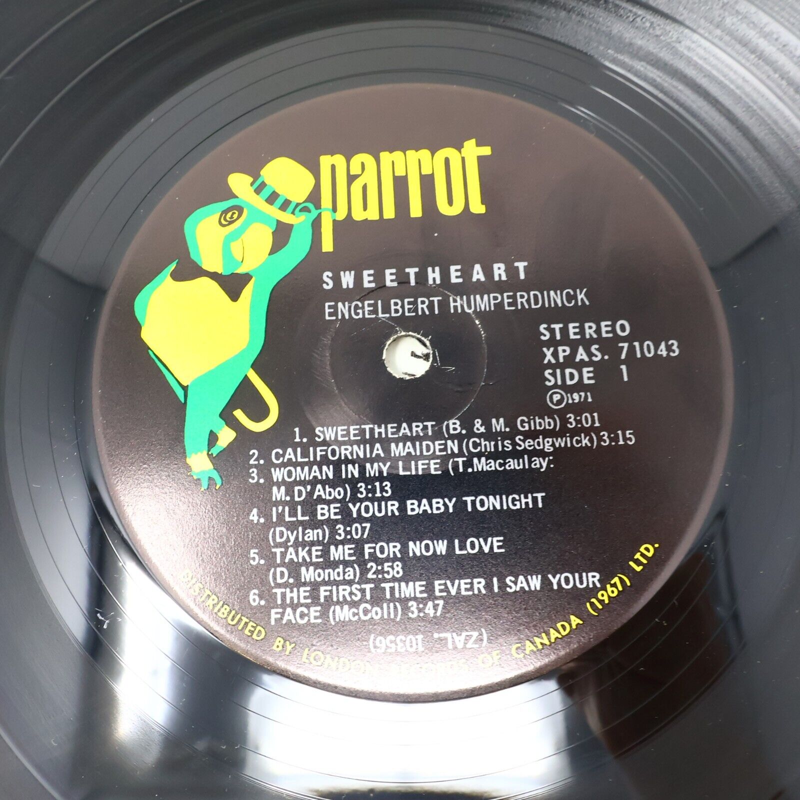 Engelbert Humperdinck Sweetheart LP Record Vinyl 1971 Canada Parrot XPAS 71043