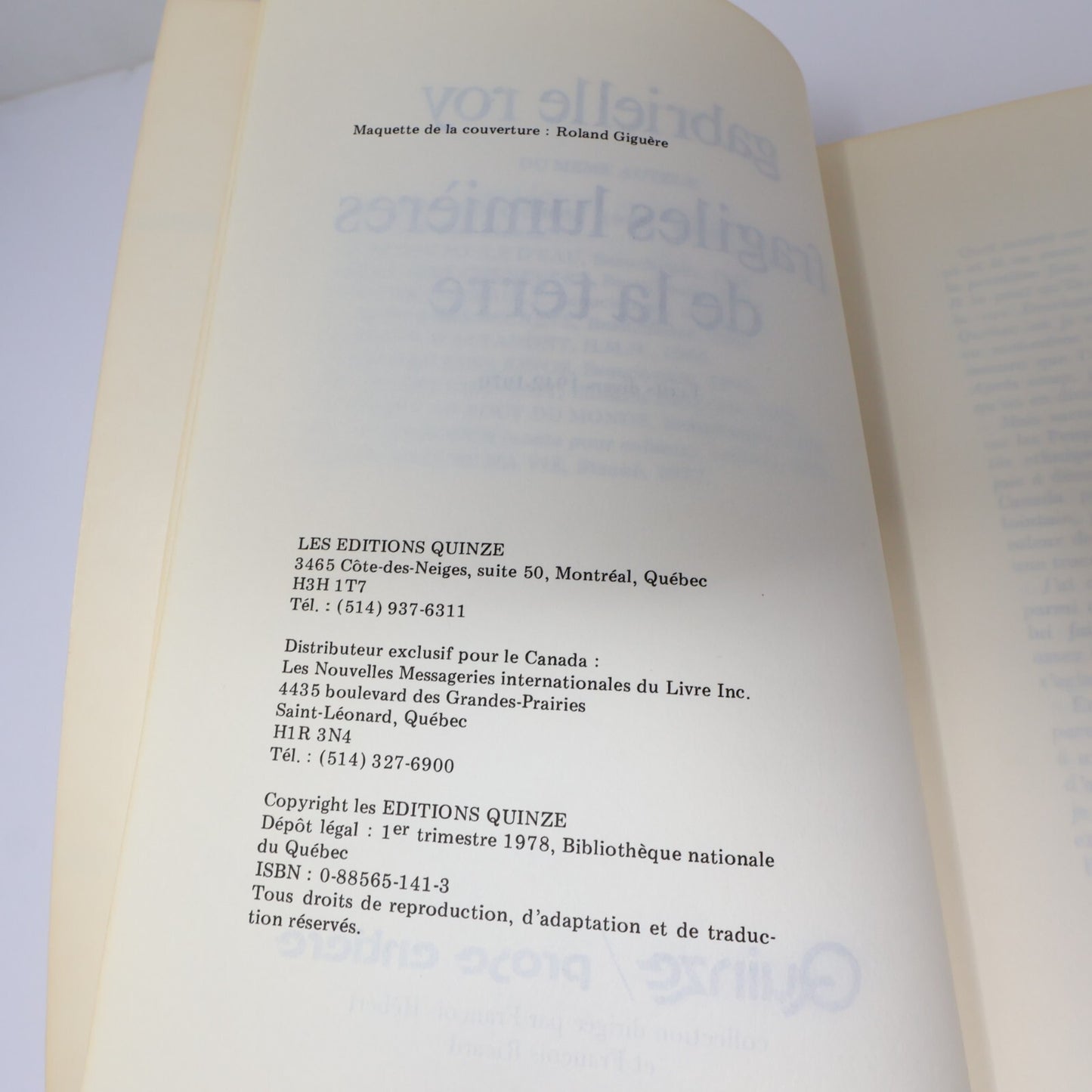 Gabrielle Roy Lot 8 Livres Rue Deschambault/Petite Poule d'Eau Roman Québec PB
