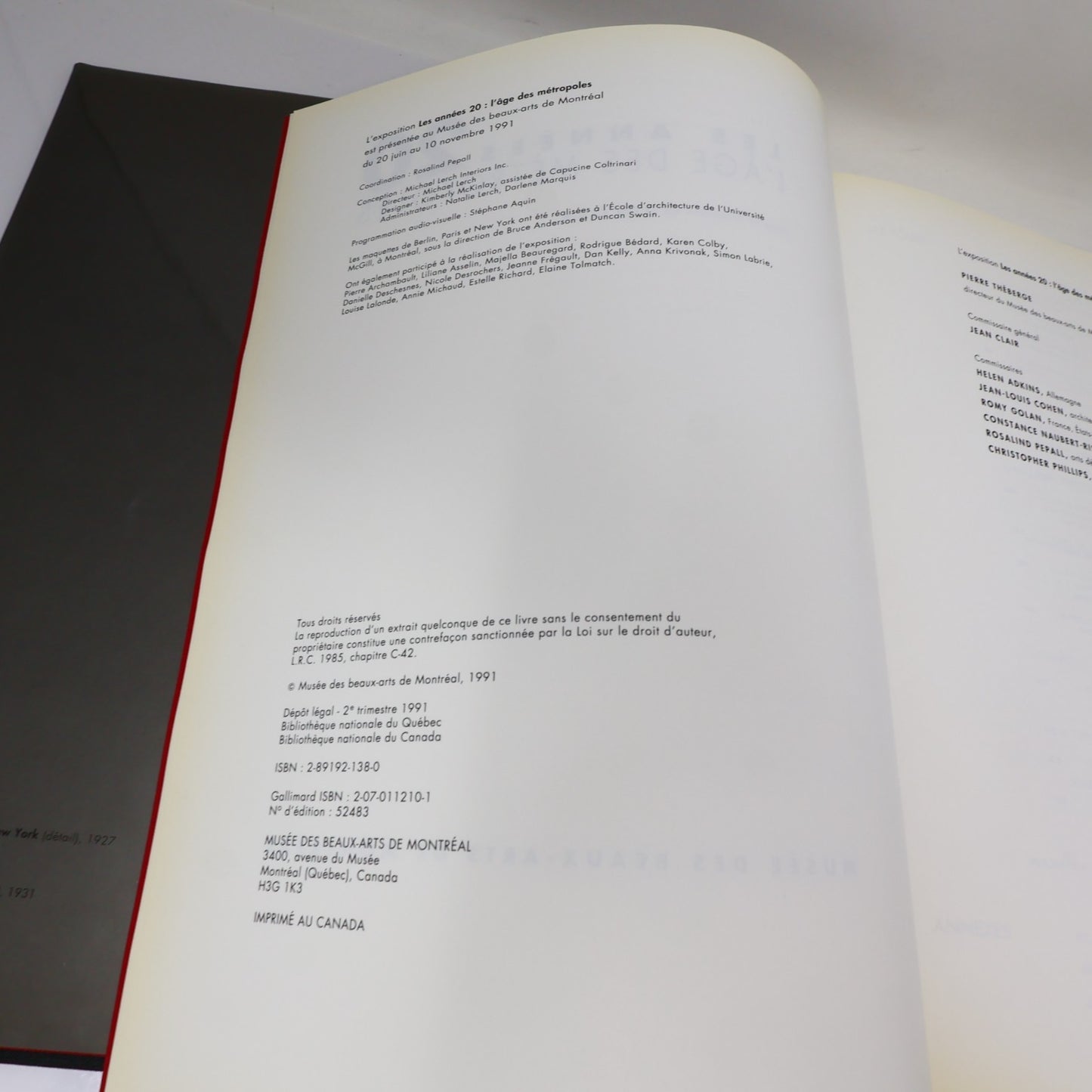 Les Années 20 L'âge des Métropoles MBAM Catalogue Exposition 1991 HC Français
