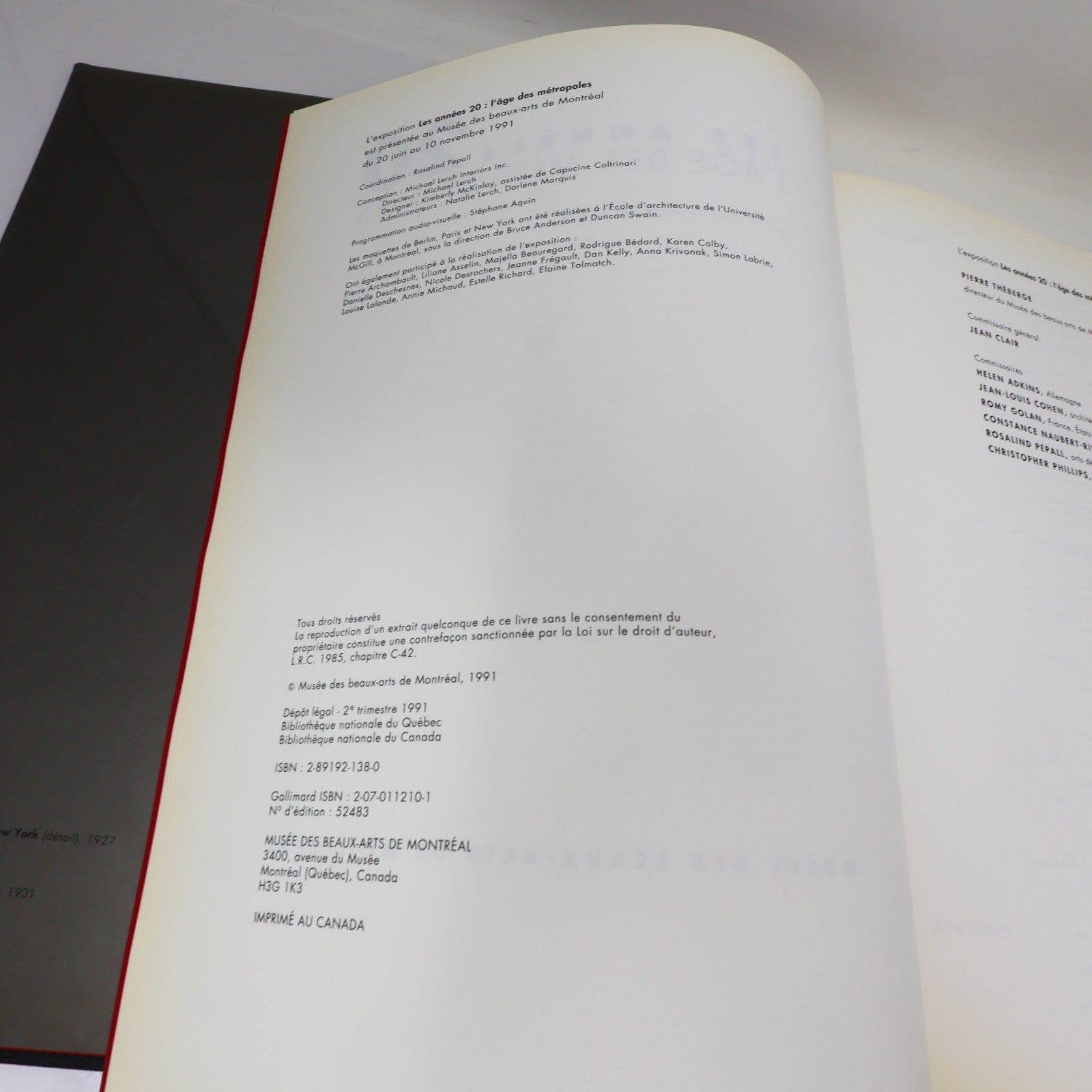 Les Années 20 L'âge des Métropoles MBAM Catalogue Exposition 1991 HC Français
