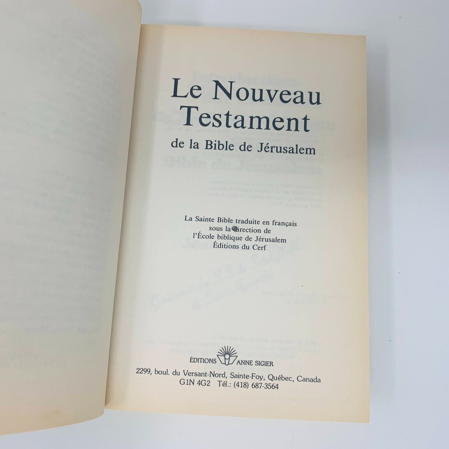 1987 Le Nouveau Testament de la Bible de Jérusalem Anne Sigier / Cerf Français