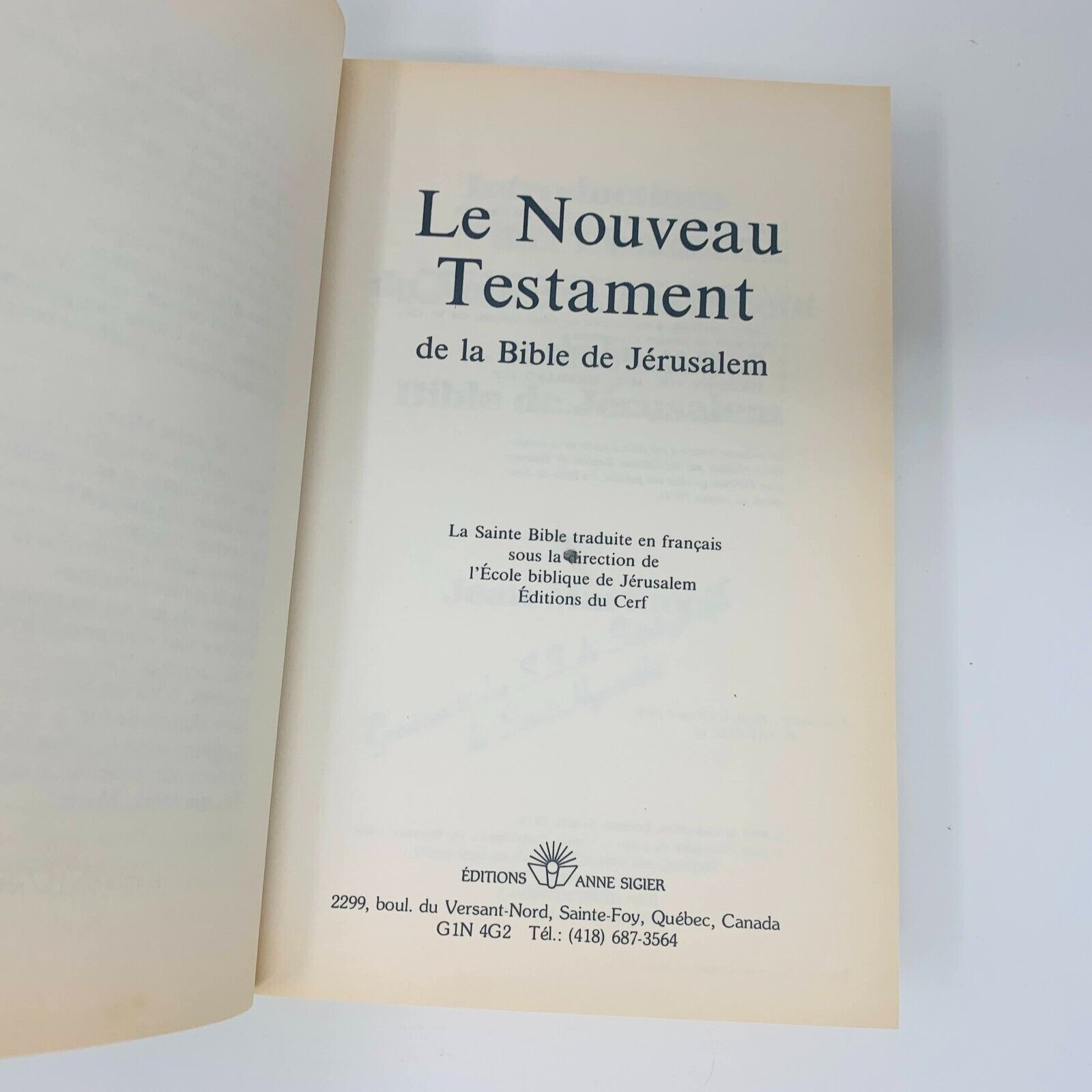 1987 Le Nouveau Testament de la Bible de Jérusalem Anne Sigier / Cerf Français
