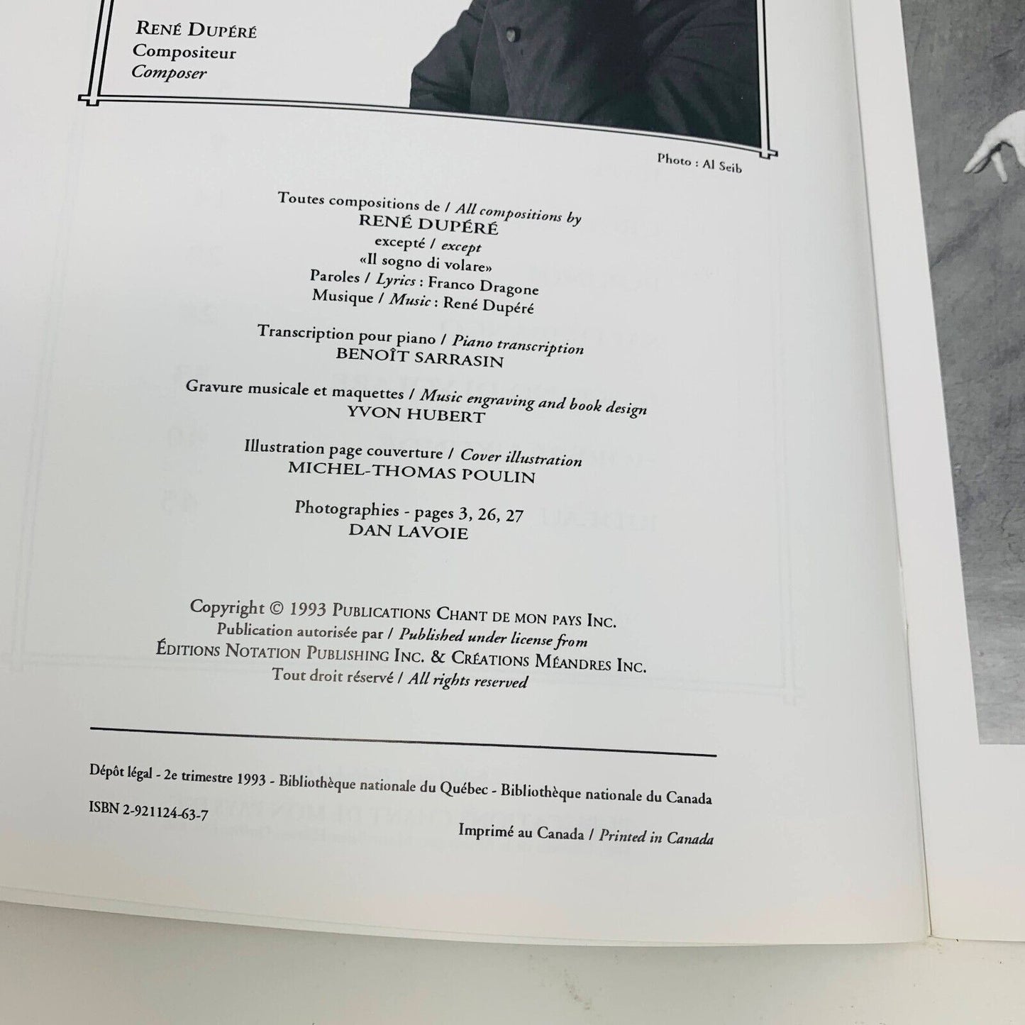 1993 Saltimbanco Cirque du Soleil Songbook Show Music René Dupéré Piano Vocal