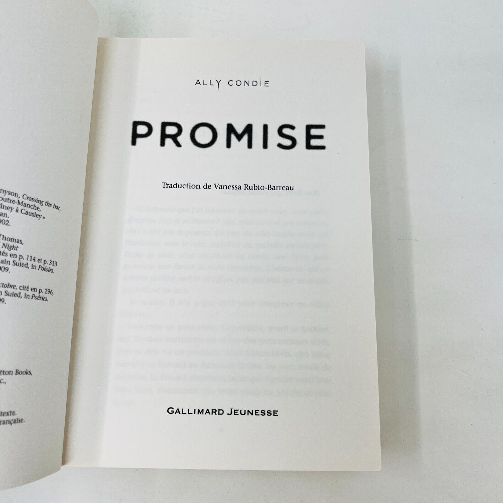 Promise #1-3 de Ally Condie Série Complète Gallimard Lot Livres Français/French